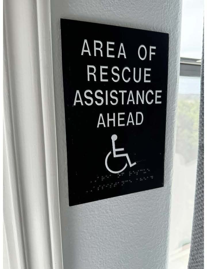 Picture of rescue signage with Braille