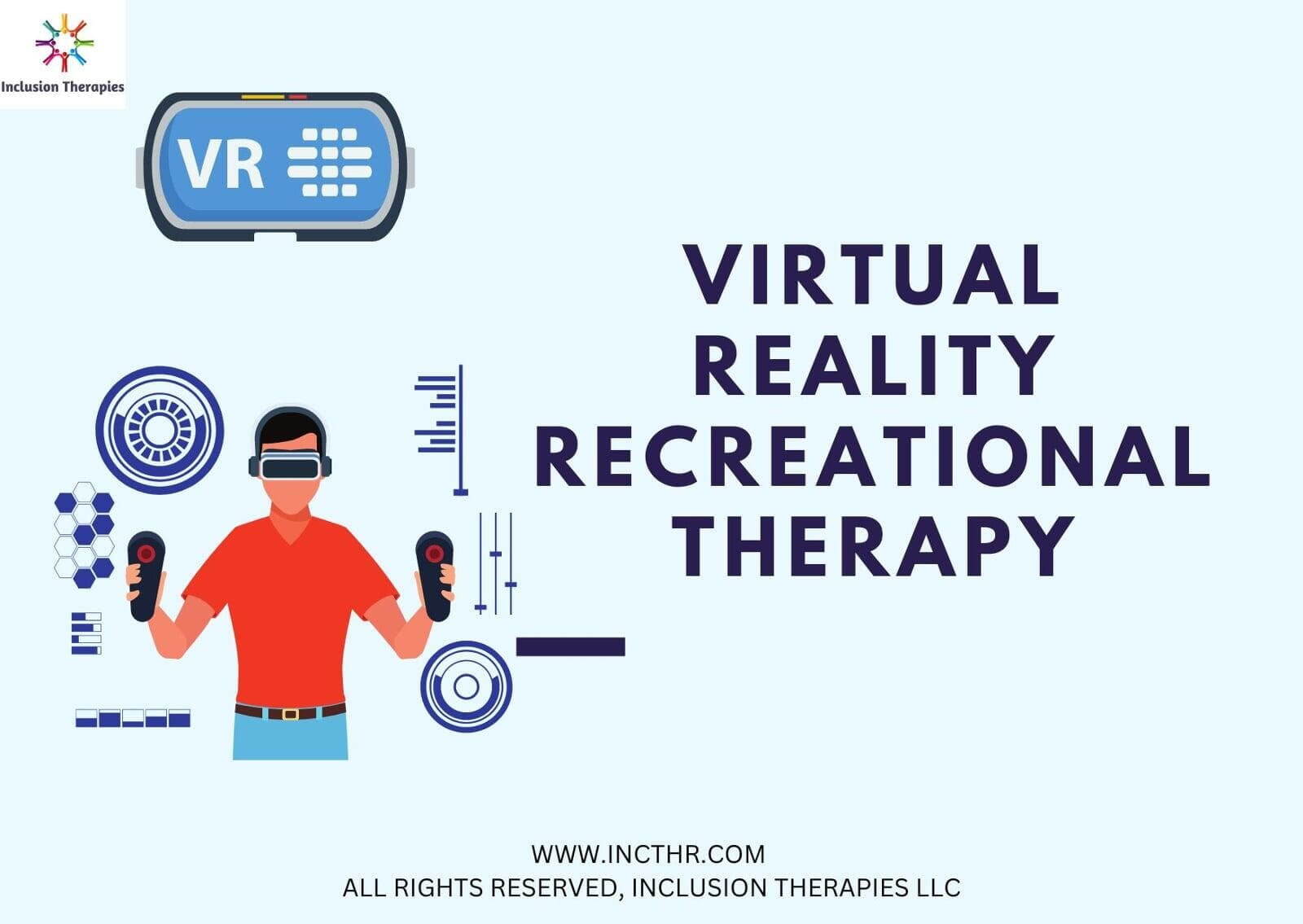 Graphic with words virtual reality recreational therapy