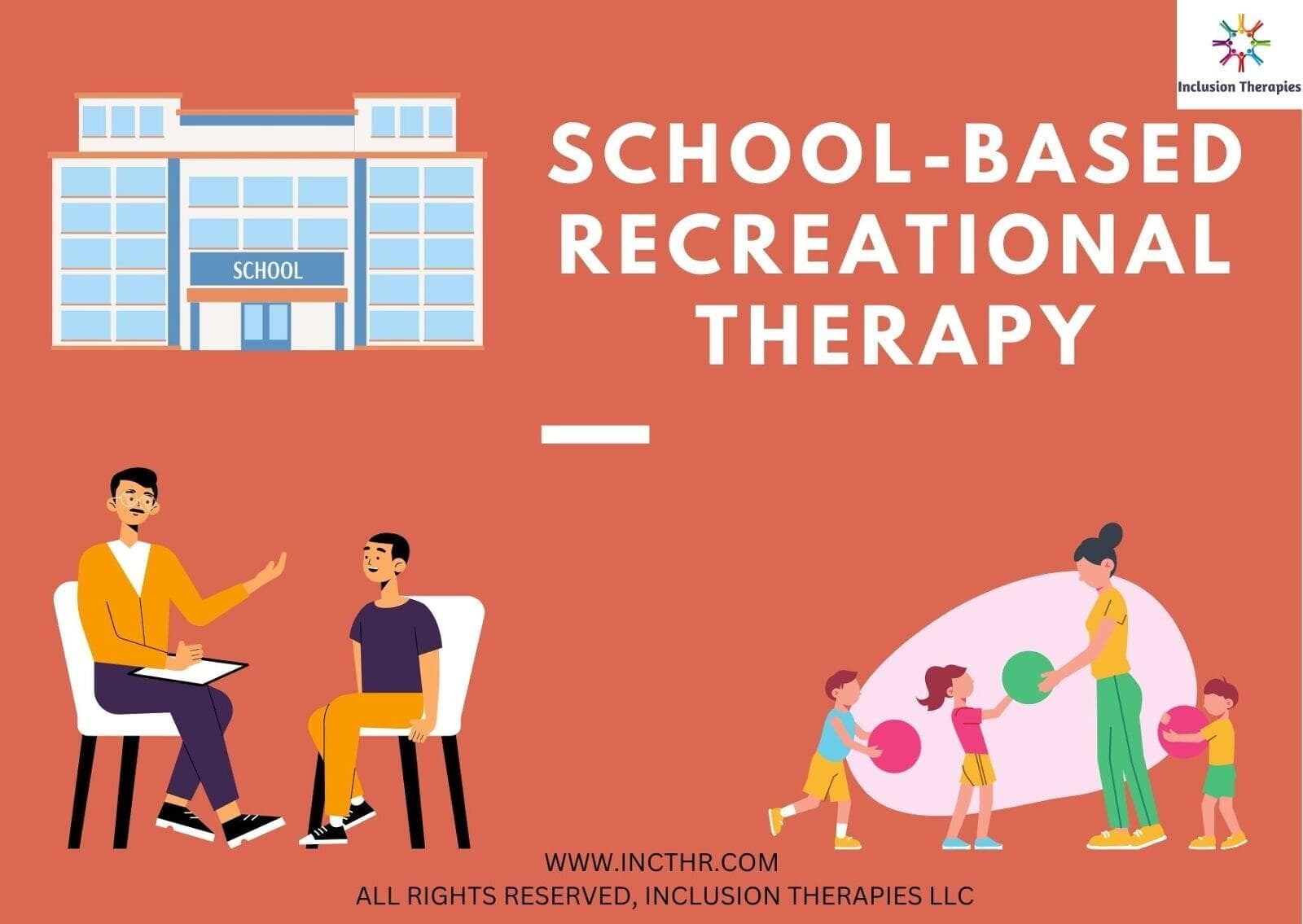 Graphic with words School-based recreational therapy