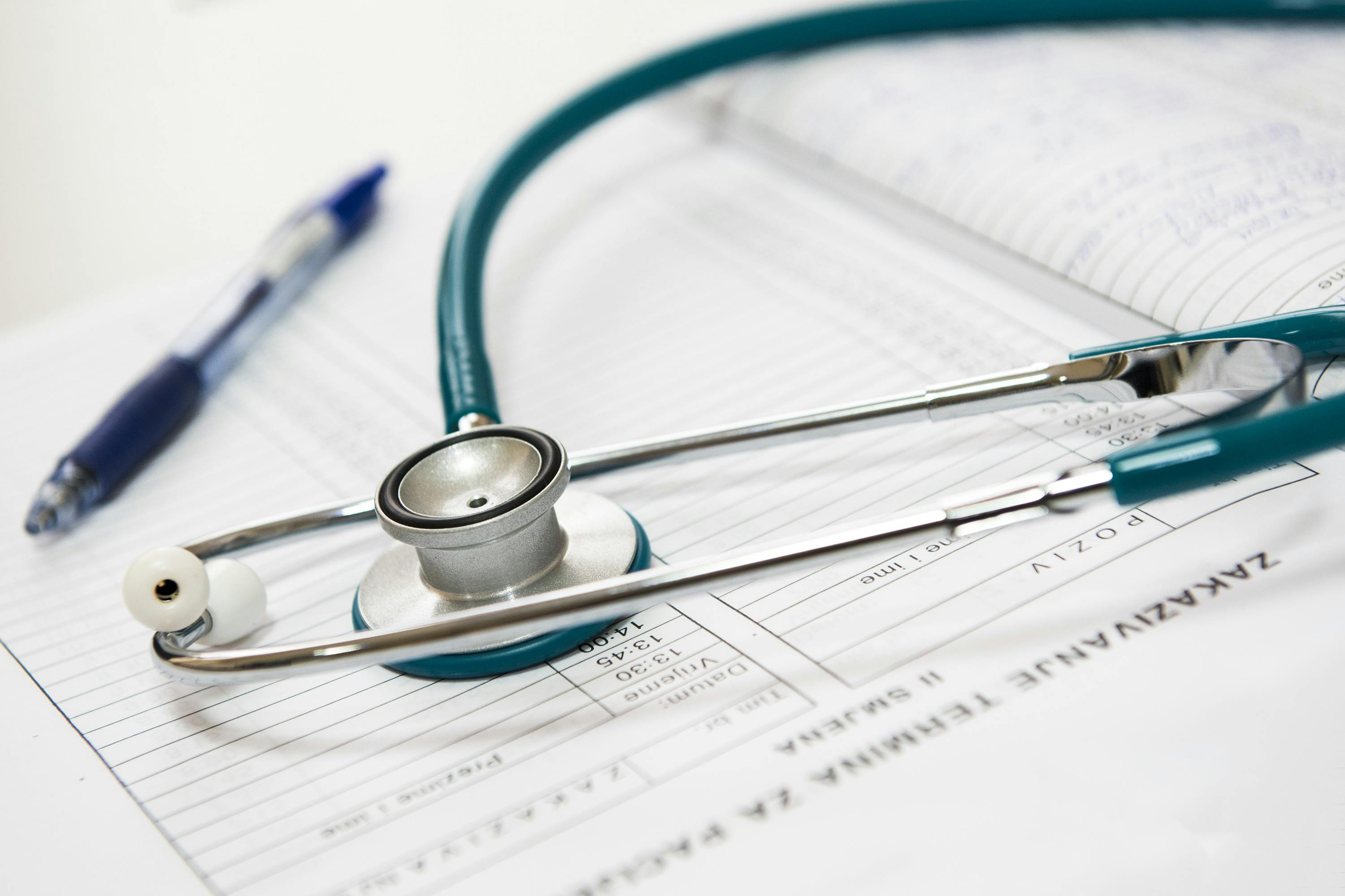 Picture of medical record and stethoscope